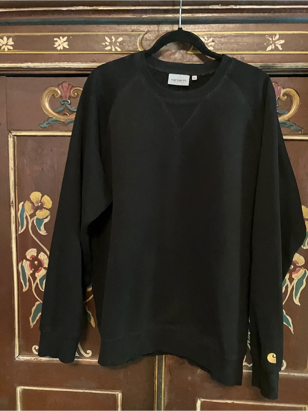 Carhartt Black Men's Crew Sweatshirt with Logo Cuff